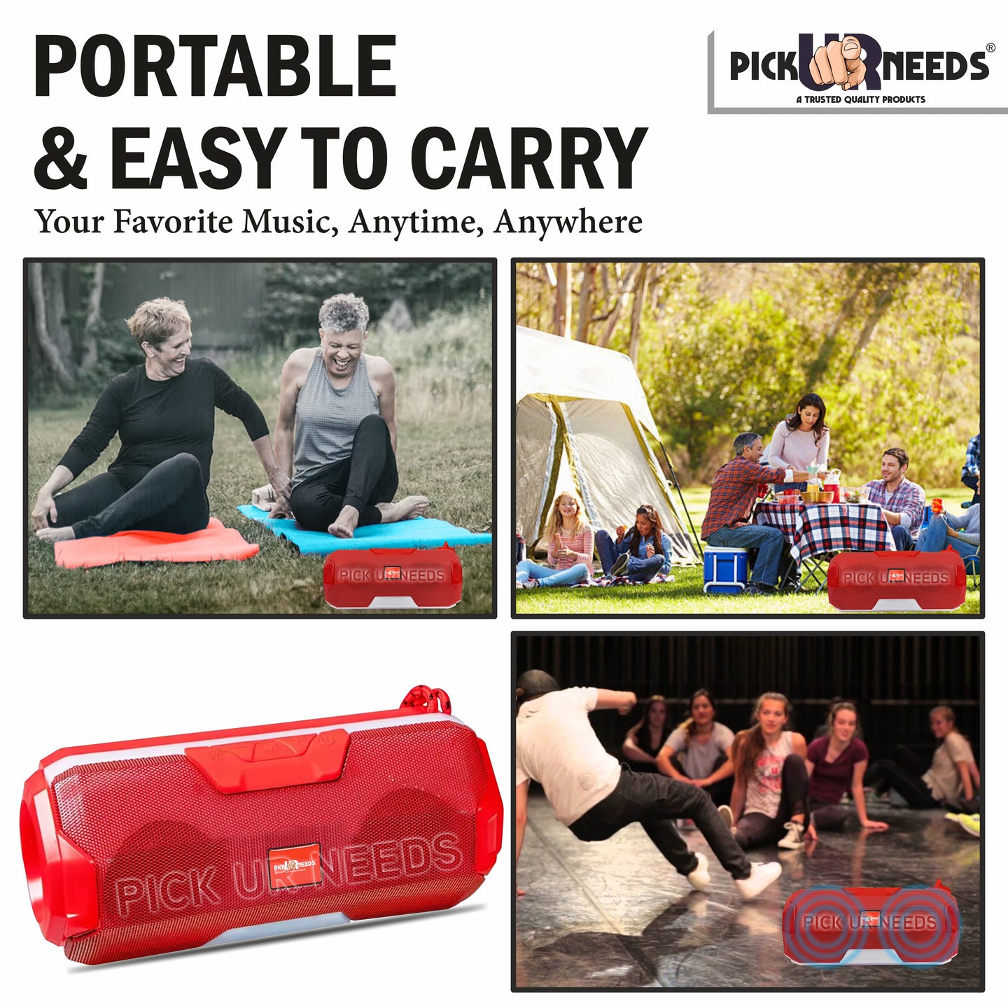 Pick Ur Needs  Rechargeable Mini Portable Wireless Bluetooth Super Bass Speaker With HD Audio 10 W Bluetooth Speaker (Green, Stereo Channel)